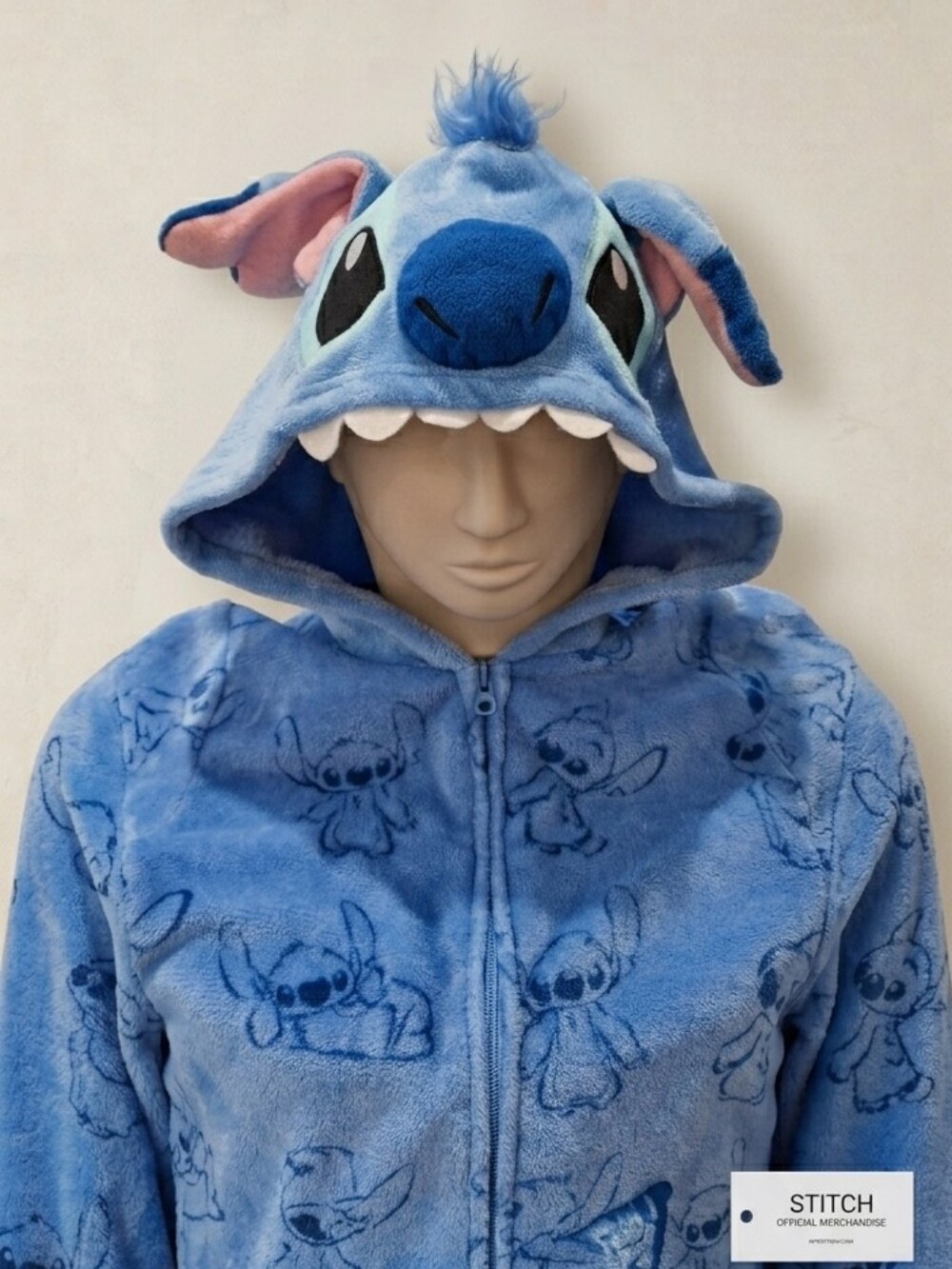 Disney Blue Stitch Plush Hooded Zip-Up Hoodie for Kids
